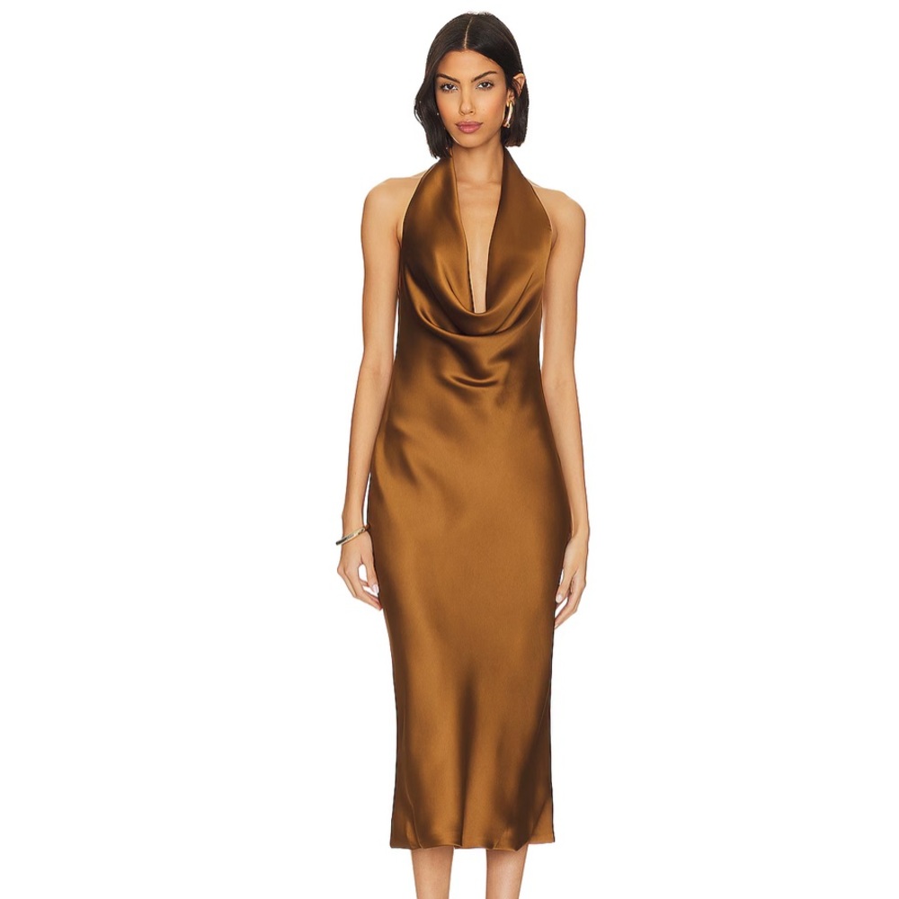 HALTER DRAPE BIAS GOWN NWT Size S
